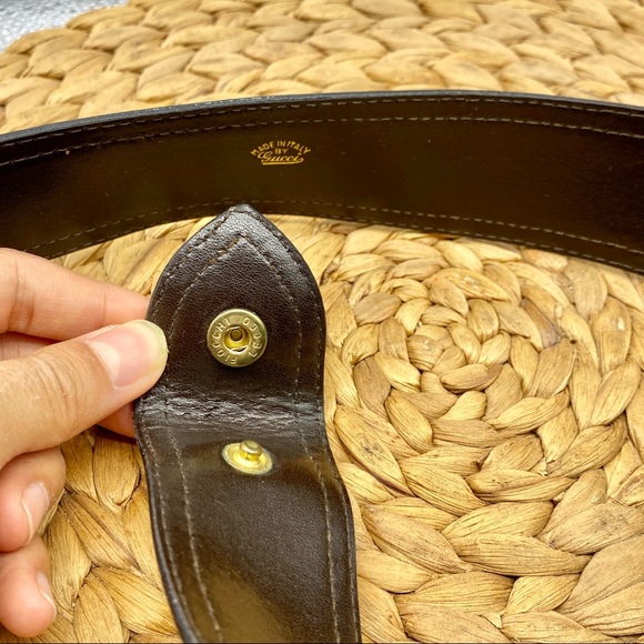 ORIGINAL GUCCI GG BROWN LEATHER MONOGRAM CANVAS LADIES WAIST BELT STRAP X-SMALL - Picture 3 of 4